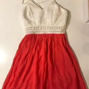 Coral and White Summer Dress